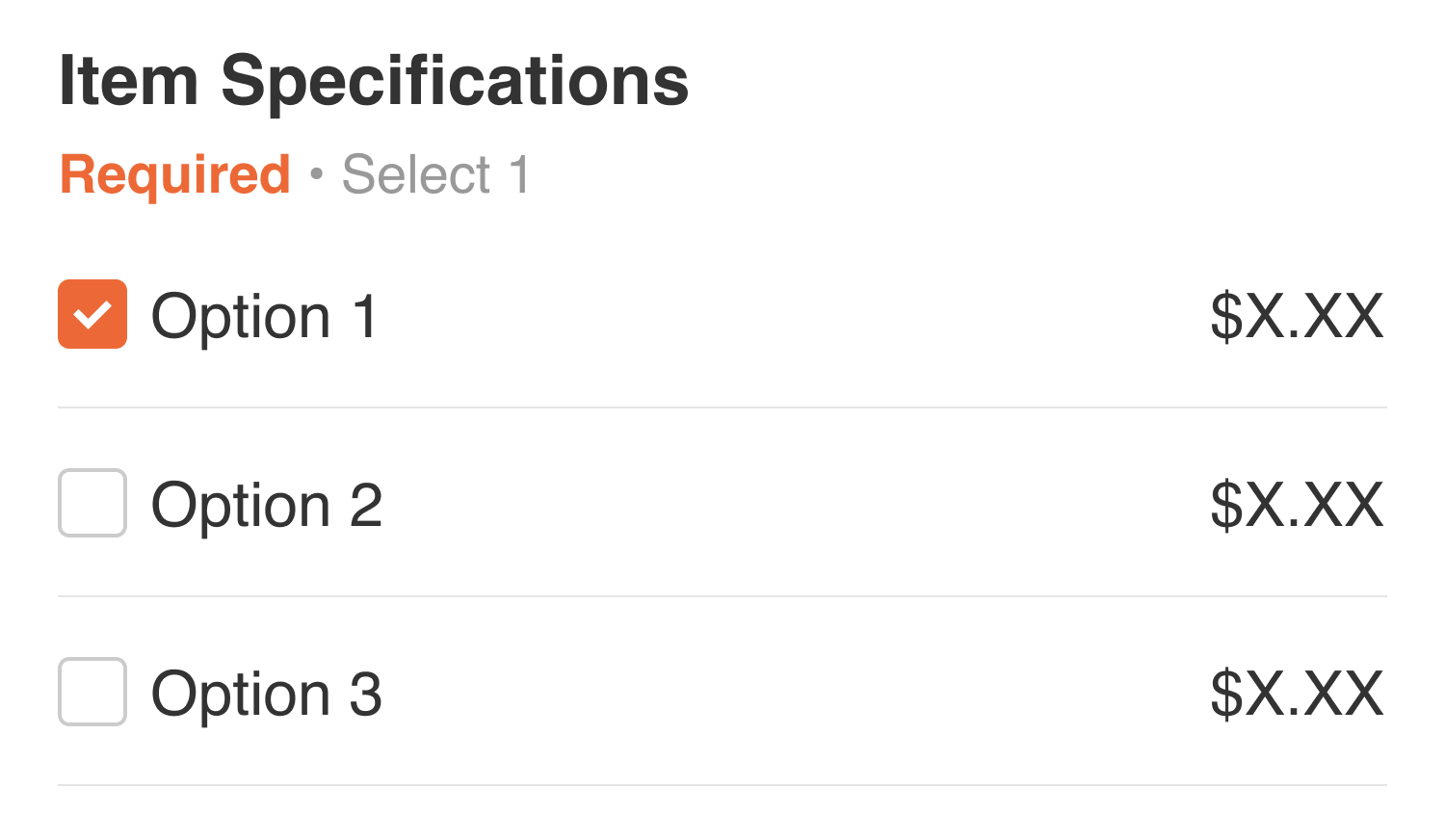 Item specification
