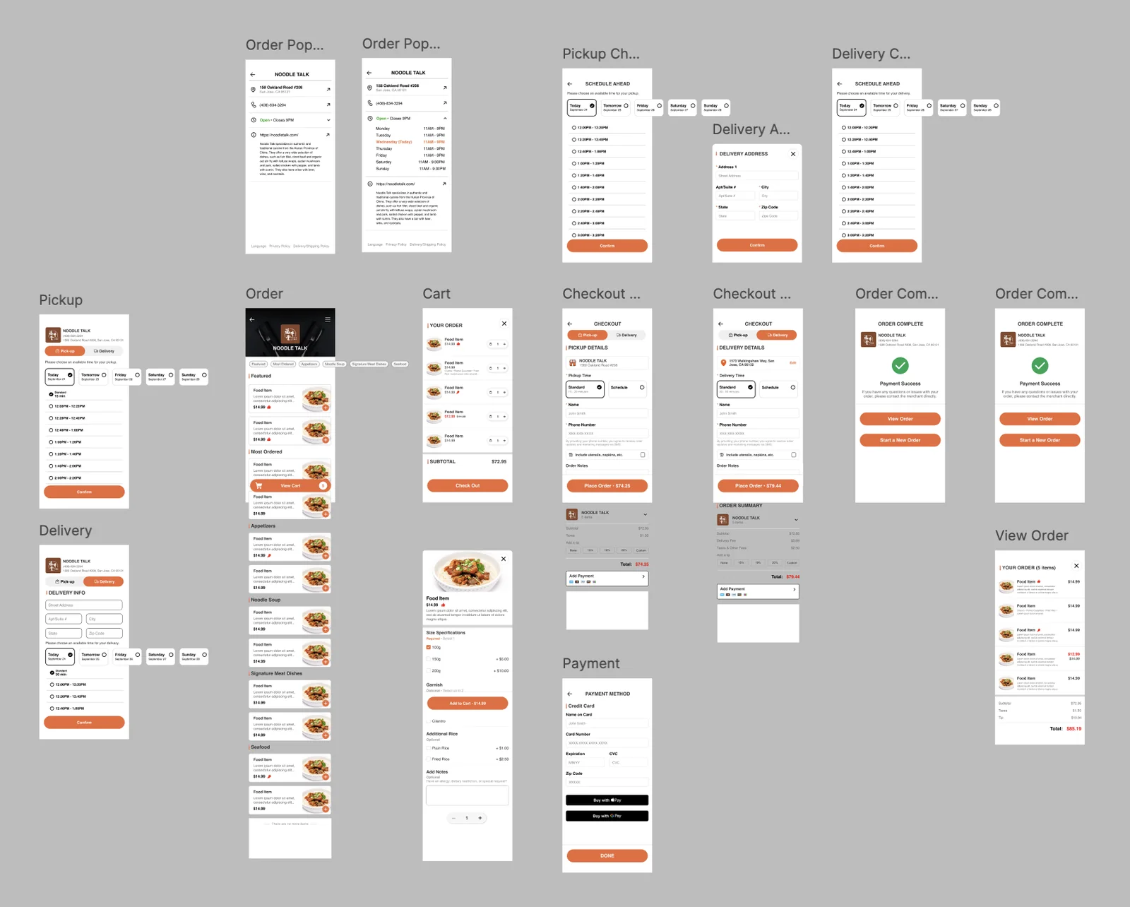 Yammii hi-fi wireframes
