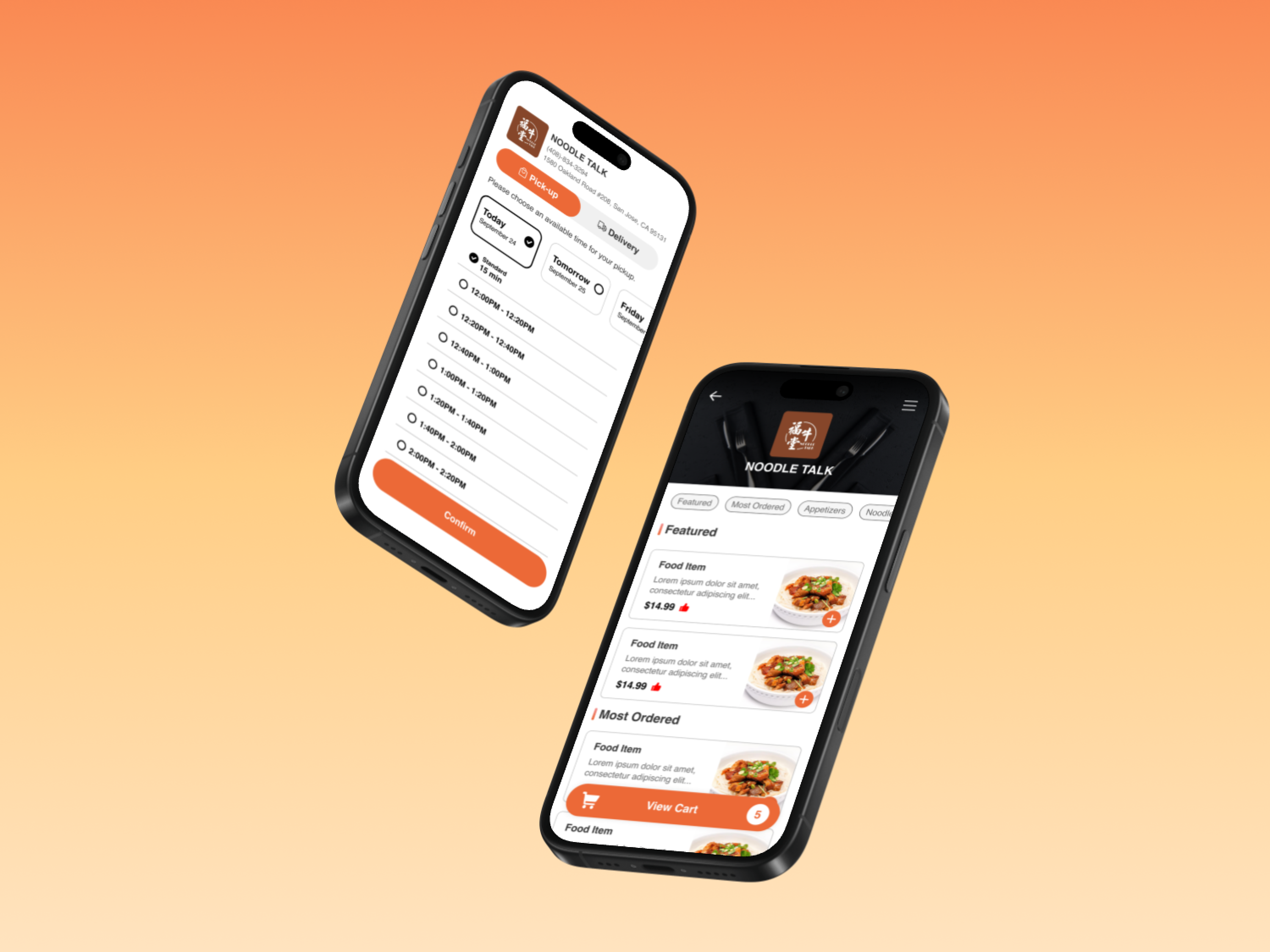 Yammii redesigned pickup and menu screens